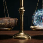 métaphore de la justice et des droits d'auteur dans le numérique