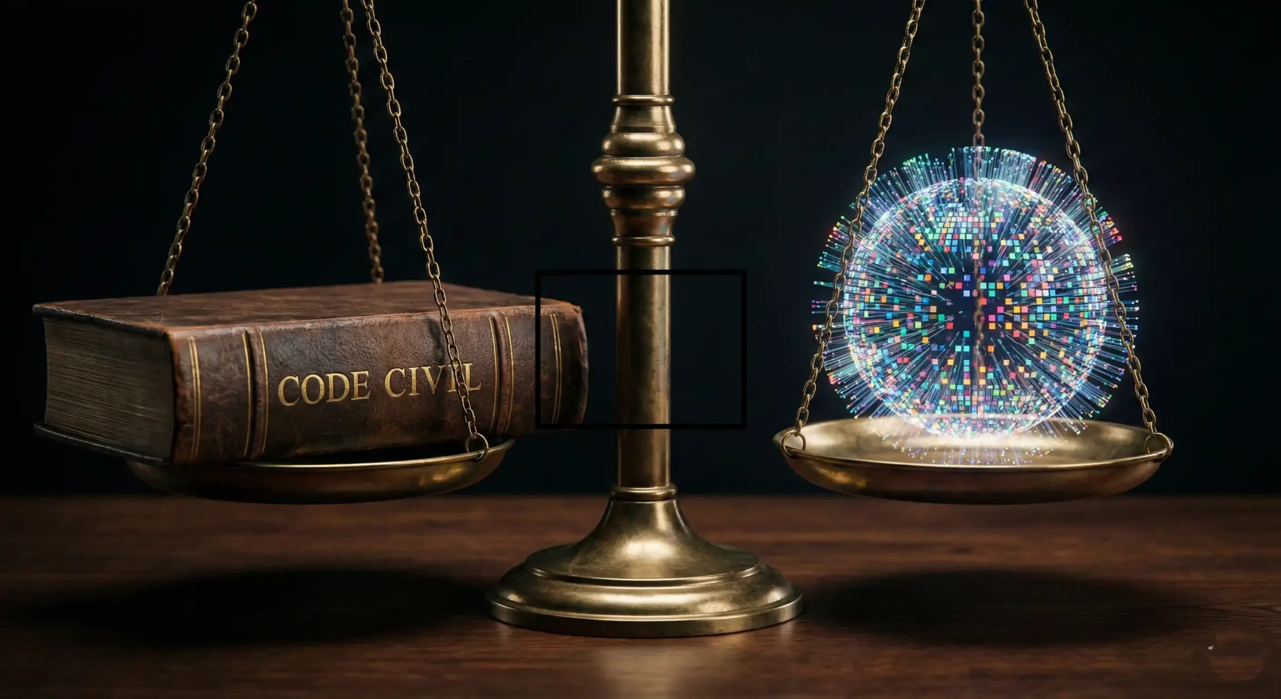 métaphore de la justice et des droits d'auteur dans le numérique