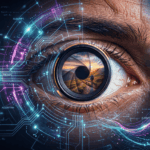 Oeil humain d'un photographe analysant un paysage comme une IA